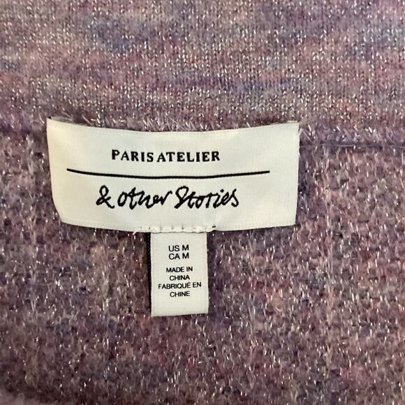Paris Atelier & Other Stories Tweed Wool Lavender Mini Skirt Medium Sparkle Twee - Picture 3 of 9